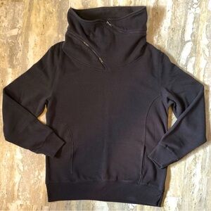 Kenneth Cole Reaction Sweatshirt Cowl Neck with Non-Functional Zipper Design